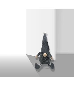 LAUREN TAYLOR SITTING GNOME DOOR STOPPER GREY STRIPE 16X5X35"
