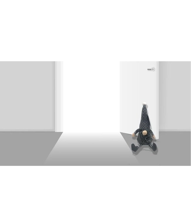 LAUREN TAYLOR SITTING GNOME DOOR STOPPER GREY STRIPE 16X5X35"