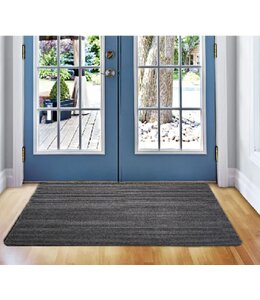 LAUREN TAYLOR RIBBED MAT BLACK/GREY ASSORTED 23X35"