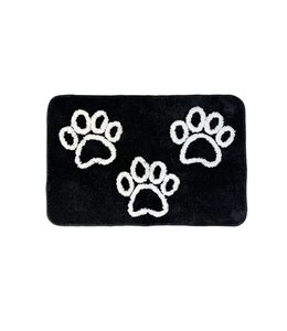 LAUREN TAYLOR DOG PAW PRINT BATH MAT WHITE/BLACK 20X30"