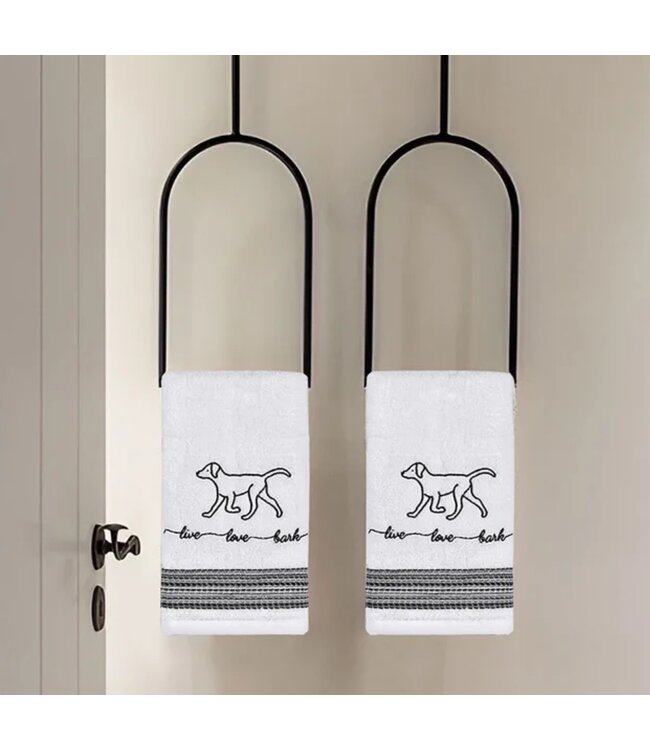 LAUREN TAYLOR DOG 2PK GUEST TOWEL WHITE/BLACK 16X20"