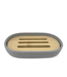 PANDA SOAP DISH GREY/BAMBOO