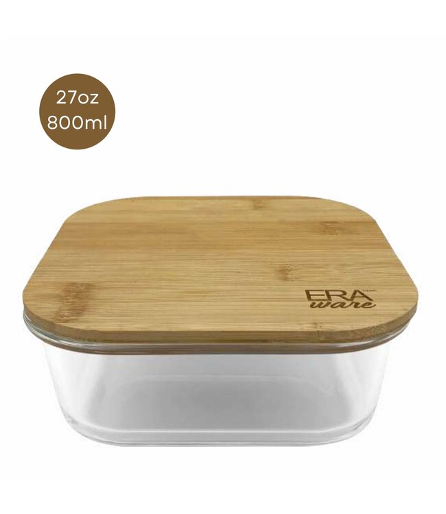 ERAware BAMBOO/GLASS SQUARE FOOD STORAGE CONTAINER