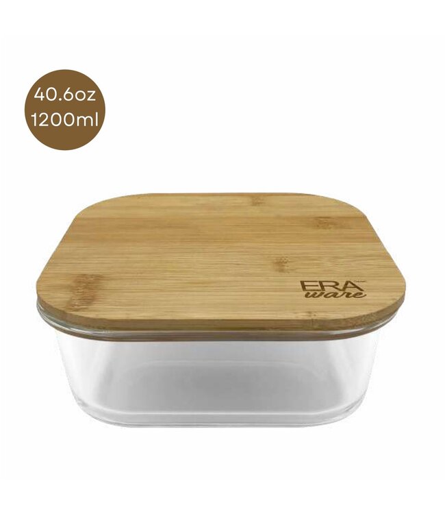ERAware BAMBOO/GLASS SQUARE FOOD STORAGE CONTAINER