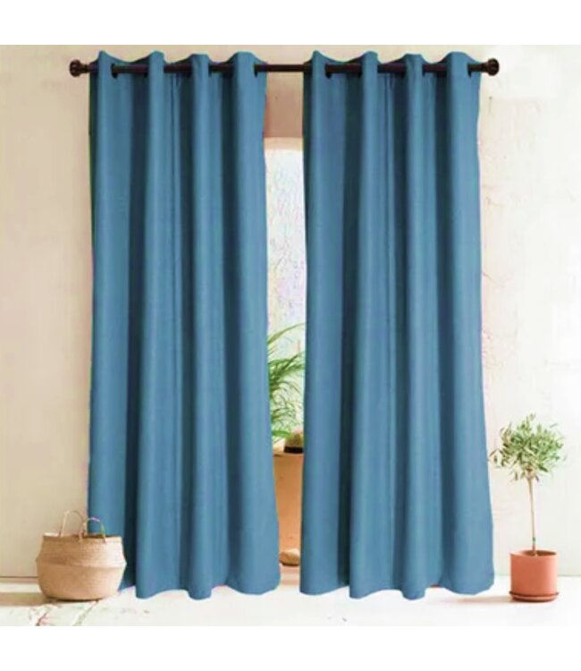 LAUREN TAYLOR 2 PK FAUX LINEN THERMAL BLACKOUT FOAMBACK GROMMET TOP WINDOW PANELS 52x84"