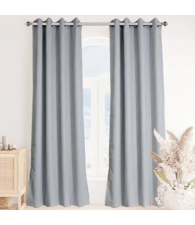 LAUREN TAYLOR 2 PK MICROSUEDE WOVEN BLACKOUT GROMMET TOP WINDOW PANELS 52x84"
