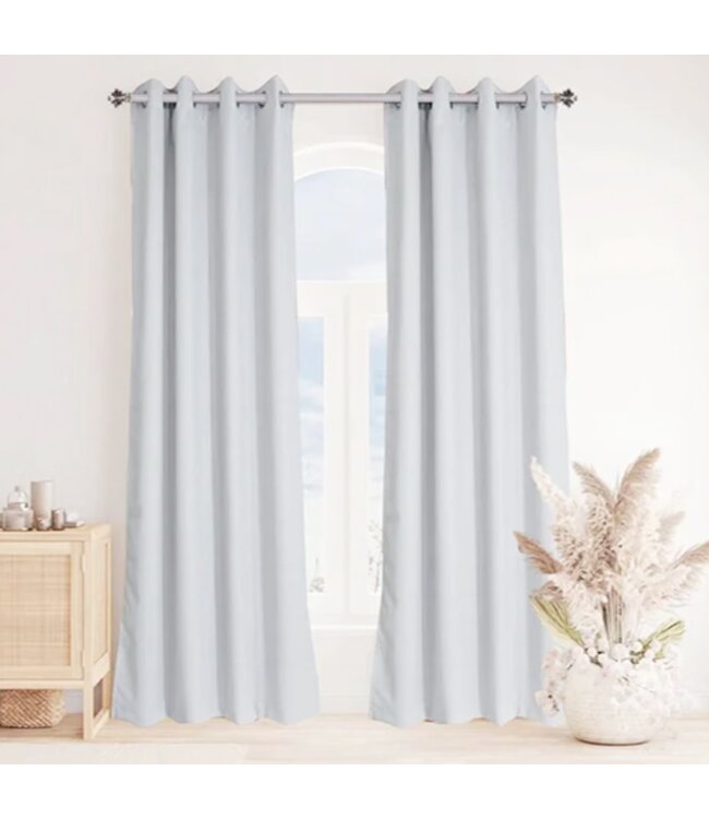 LAUREN TAYLOR 2 PK MICROSUEDE WOVEN BLACKOUT GROMMET TOP WINDOW PANELS 52x84"