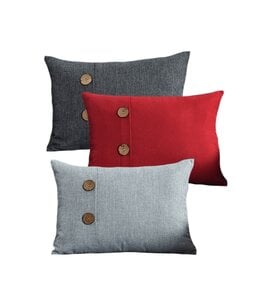 LAUREN TAYLOR MORRIS FAUX LINEN CUSHION w/BUTTONS AST
