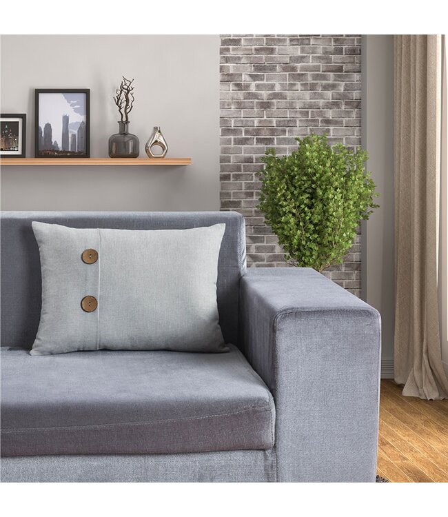 LAUREN TAYLOR MORRIS FAUX LINEN CUSHION w/BUTTONS AST