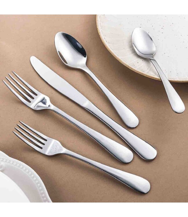 LAUREN TAYLOR 20PC PORTO FLATWARE SET STAINLESS STEEL
