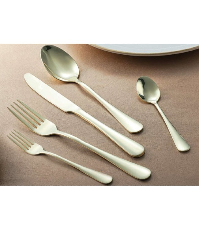 LAUREN TAYLOR 20PC COMO FLATWARE SET GOLD