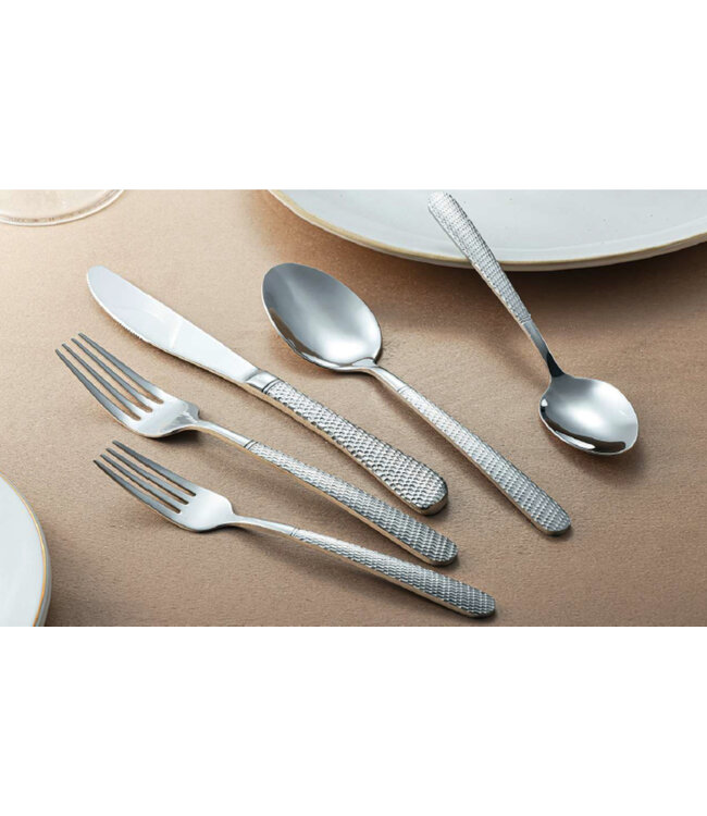LAUREN TAYLOR 20PC DEAUVILLE FLATWARE SET STAINLESS STEEL