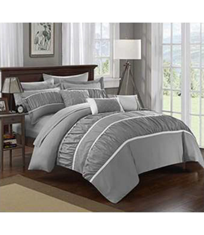 CHERYL 10 pc COMFORTER SET GREY QUEEN