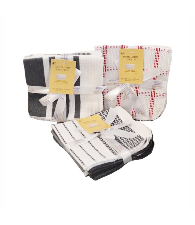 4PK AST SOLIDS/PRINTS DISHCLOTH 12X12" (MP72)