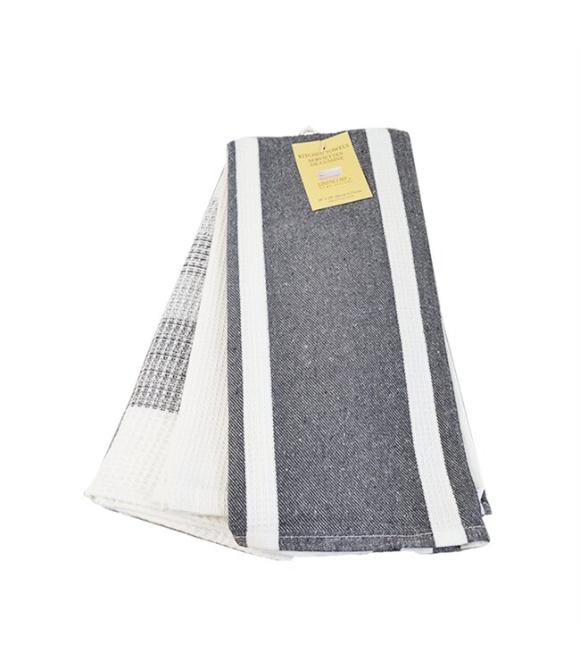 3PK AST SOLIDS/PRINTS KITCHEN TOWEL 18x28"