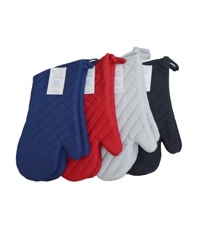 COTTON TWILL SOLID OVEN MITT/PAIR AST