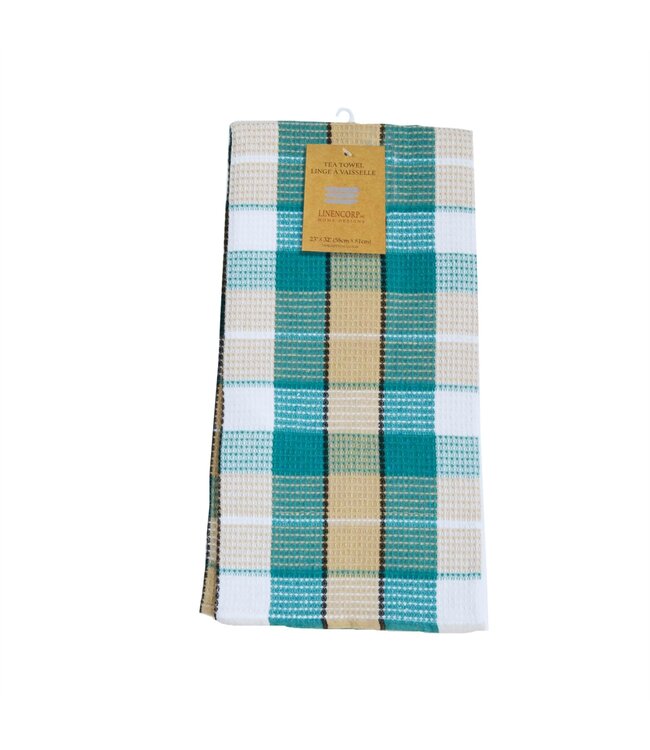 CHECK TEA TOWEL GREEN 23X32" (MP144)