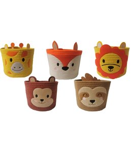 LAUREN TAYLOR JUVENILE ANIMAL ROPE ROUND BASKET AST10" D x 8" H
