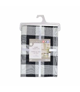 GOURMET PRO PLAID FABRIC TABLECLOTH BLACK 60" ROUND