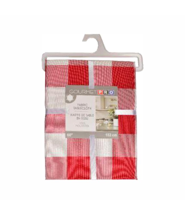 GOURMET PRO PLAID FABRIC TABLECLOTH RED 60" ROUND
