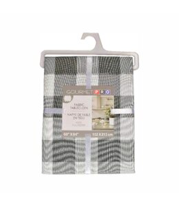 GOURMET PRO PLAID FABRIC TABLECLOTH GREY 60" ROUND
