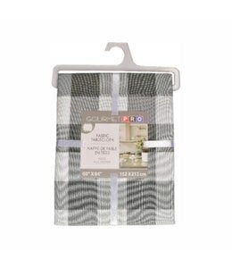PLAID FABRIC TABLECLOTH GREY 60" ROUND