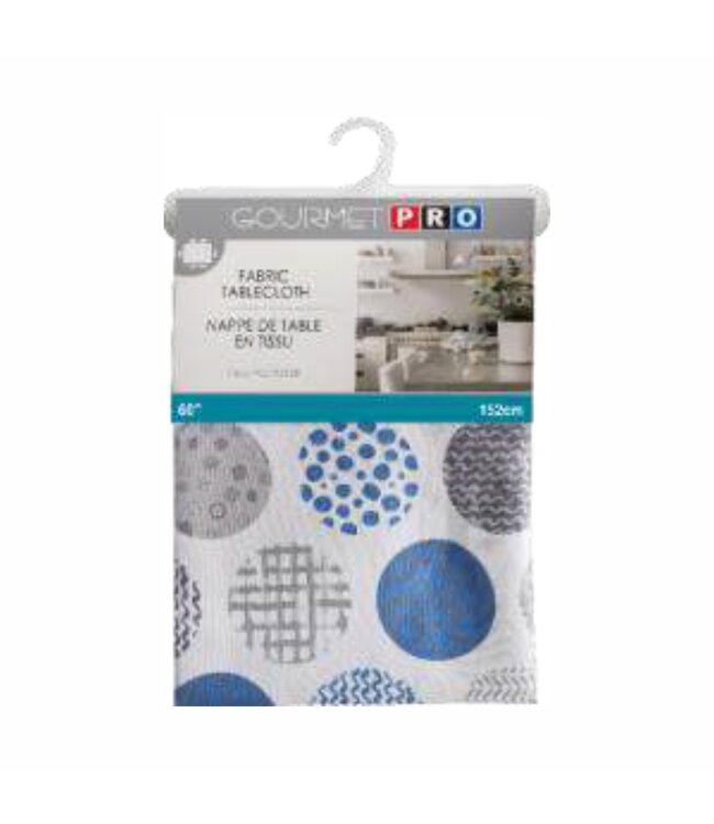 GOURMET PRO POLKA DOTS COLLECTION FABRIC TABLECLOTH BLUE