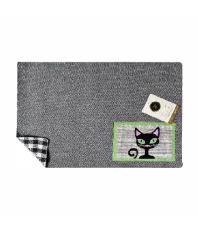 KITTY PLACEMAT GREY 19"X13"