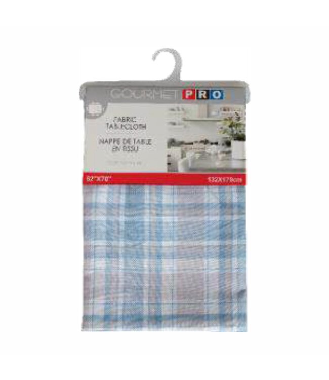 GOURMET PRO PLAID COLLECTION FABRIC TABLECLOTH BLUE