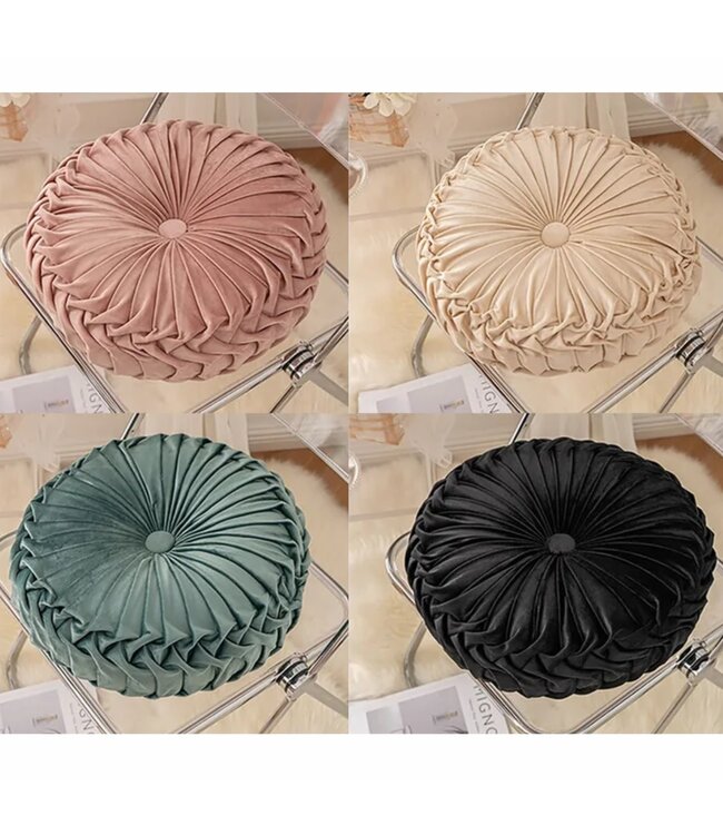 ROUND VELVET CUSHION AST 16"