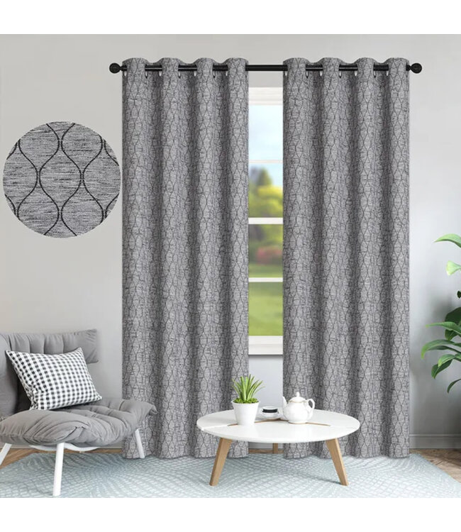 AUDREY 2Pk JACQUARD TEXTURED WINDOW PANELS AST 52X84"