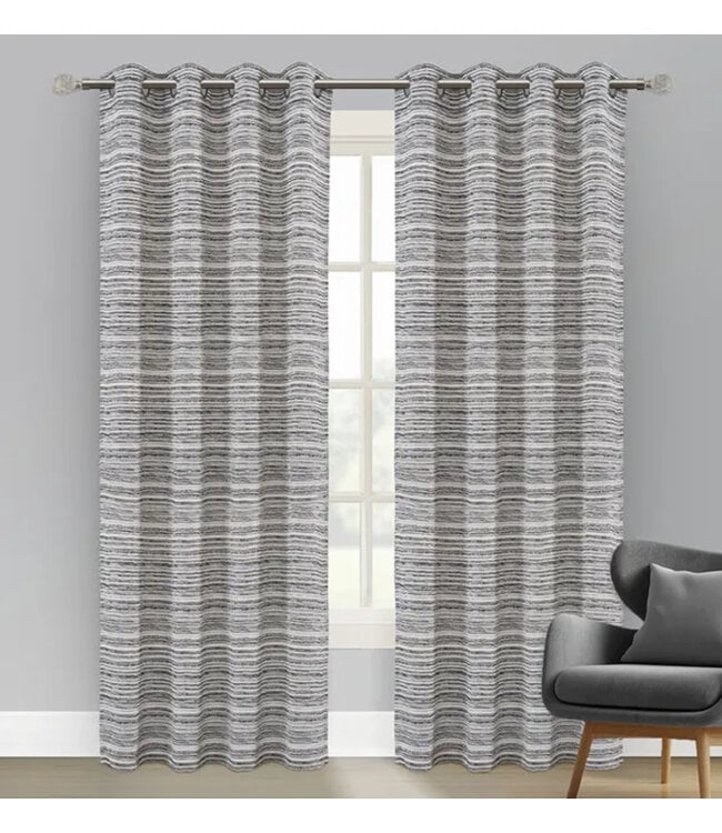 LAUREN TAYLOR GEORGIA 2PK JACQUARD STRIPED WINDOW PANELS AST 52X84"