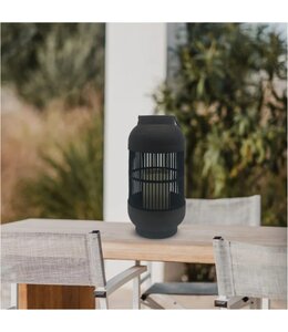 LAUREN TAYLOR CAGE SOLAR LANTERN DARK WOOD/BLACK 6" x 12.5"