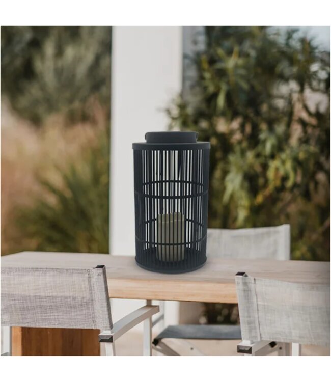 LAUREN TAYLOR CAGE SOLAR LANTERN BLACK 7" x 14"