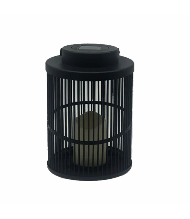 LAUREN TAYLOR CAGE SOLAR LANTERN BLACK 7" x 9.5"