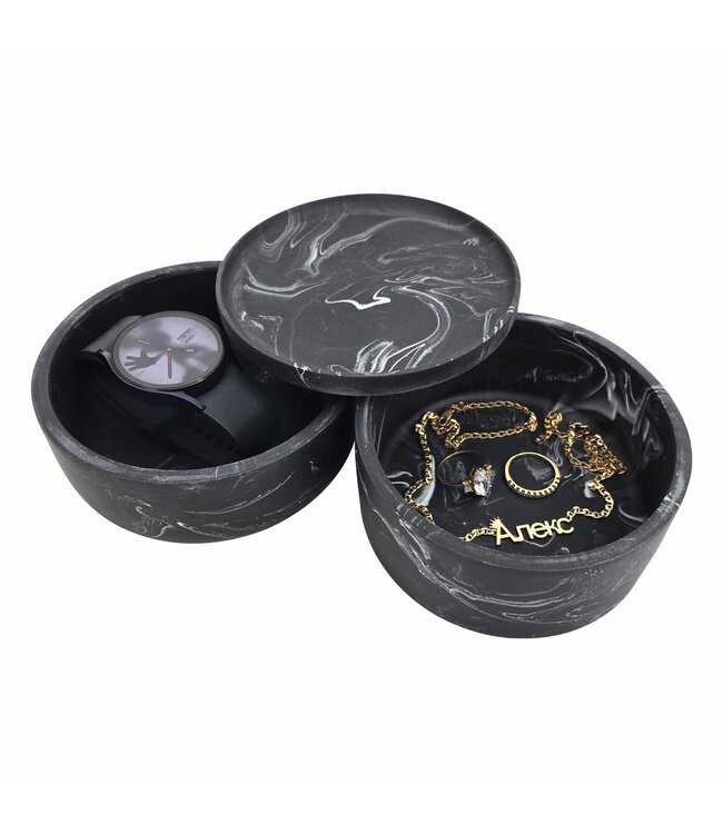 TARA RESIN JEWELLERY/COSMETIC ORGANIZER BLACK/MARBLE