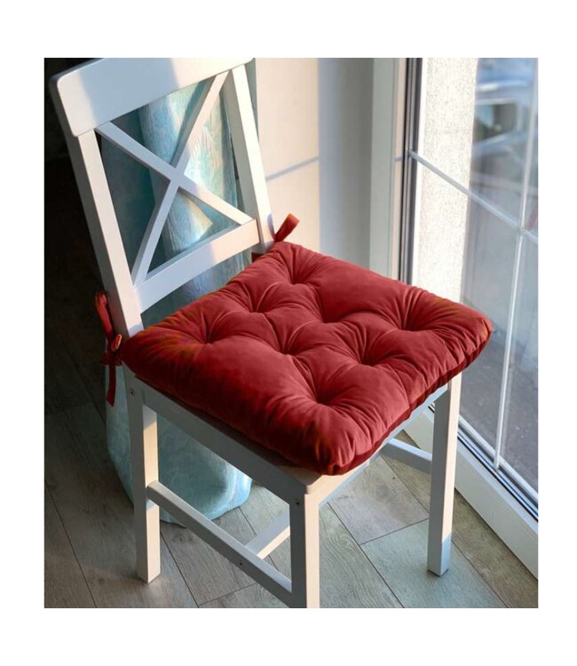 LAUREN TAYLOR VELVET TUFTED CHAIR PAD 16X16"