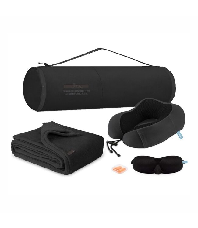 SERENITY TRAVEL PILLOW 9.8x6" AND BLANKET 43x60" SET