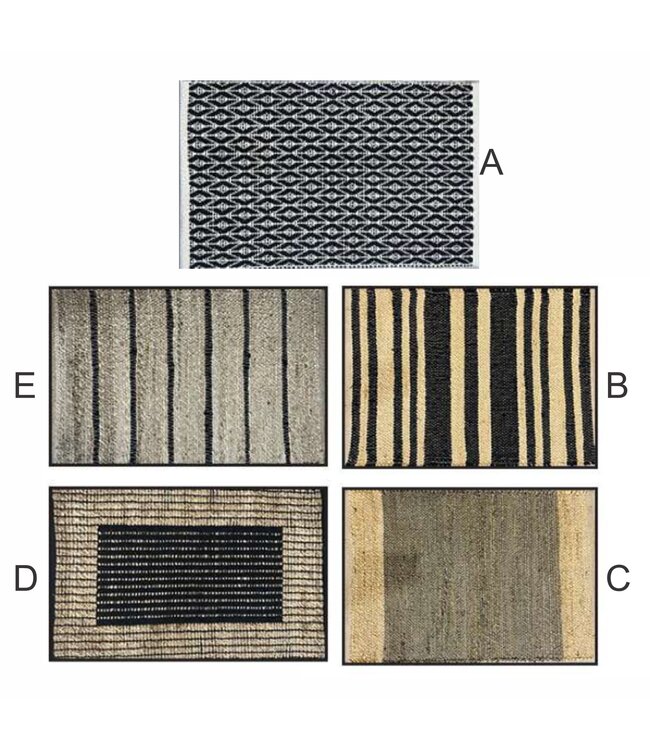 LAUREN TAYLOR AGRA JUTE COTTON DOOR MAT ASSORTED 20x32"