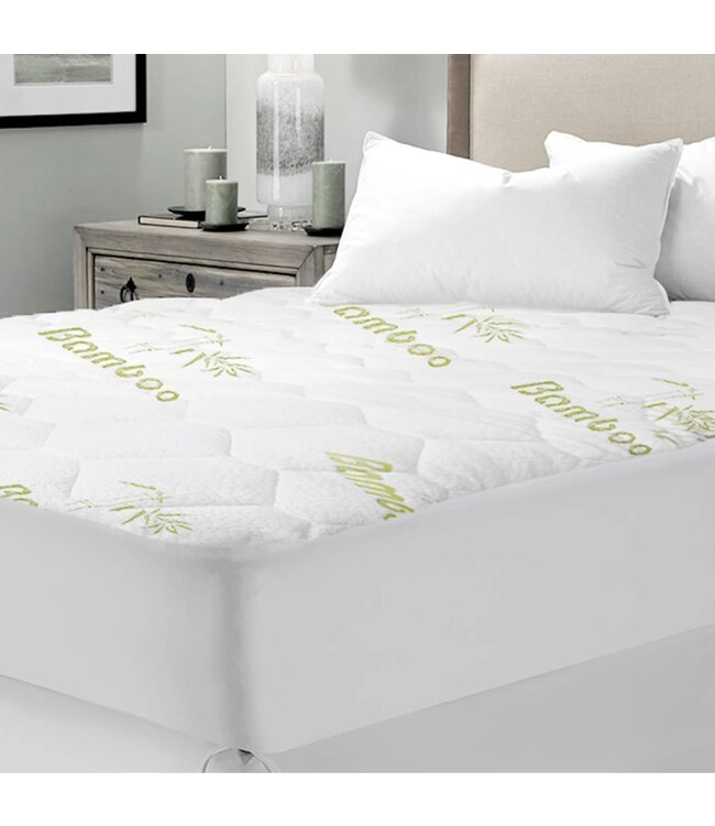 W HOME BAMBOO MATTRESS PAD WHITE/GREEN (MP6)