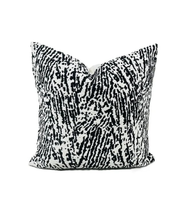 LAUREN TAYLOR GAPHIC CHENILLE CUSHION BLACK/WHITE 18X18"