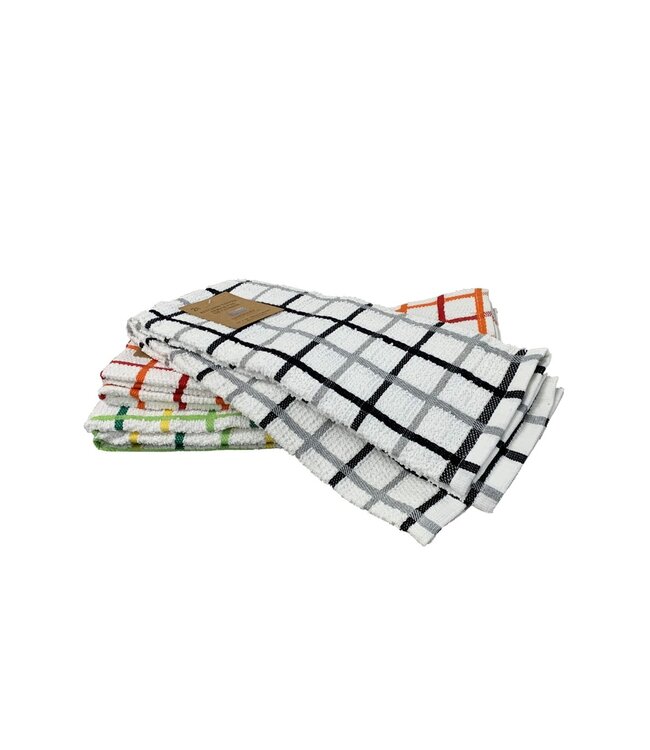 TERRY 2PK CHECK KITCHEN TOWEL AST 15X26" (MP48)