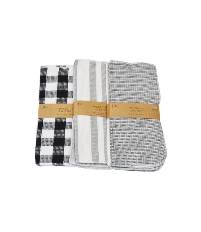 10pk JUMBO DISH CLOTH AST 14X14