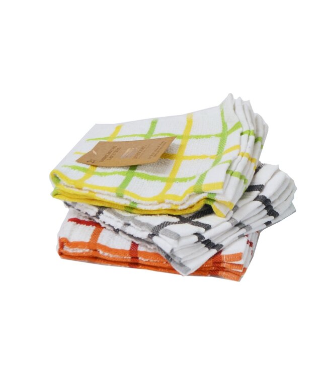 2PK CHECK DISHCLOTH WHITE 12X12"