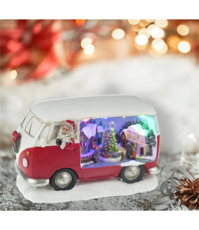 LAUREN TAYLOR MUSICAL LED SANTA'S VAN DECOR 8.9" x5.1"x 5.5"