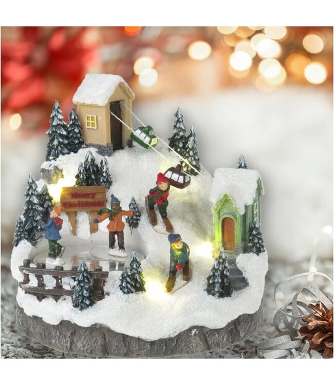 LAUREN TAYLOR MUSICAL LED SNOW w/TURNING SKATER DECOR 6.5" x6"x 6"