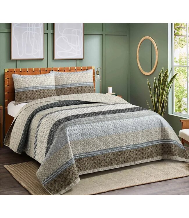 LAUREN TAYLOR LOTUS QUILT SET BLUE