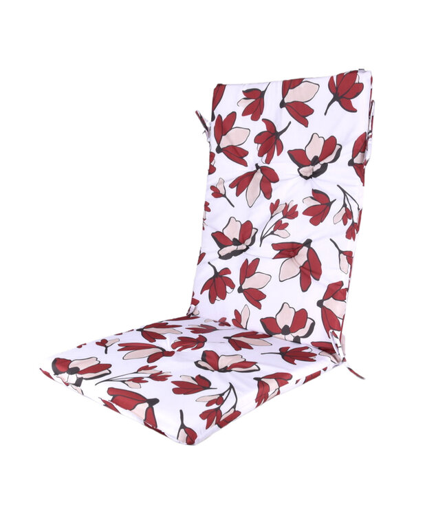 LILY OUTDOOR 2pk HIGH BACK CHAIR PAD PRINTED RED 42x17"