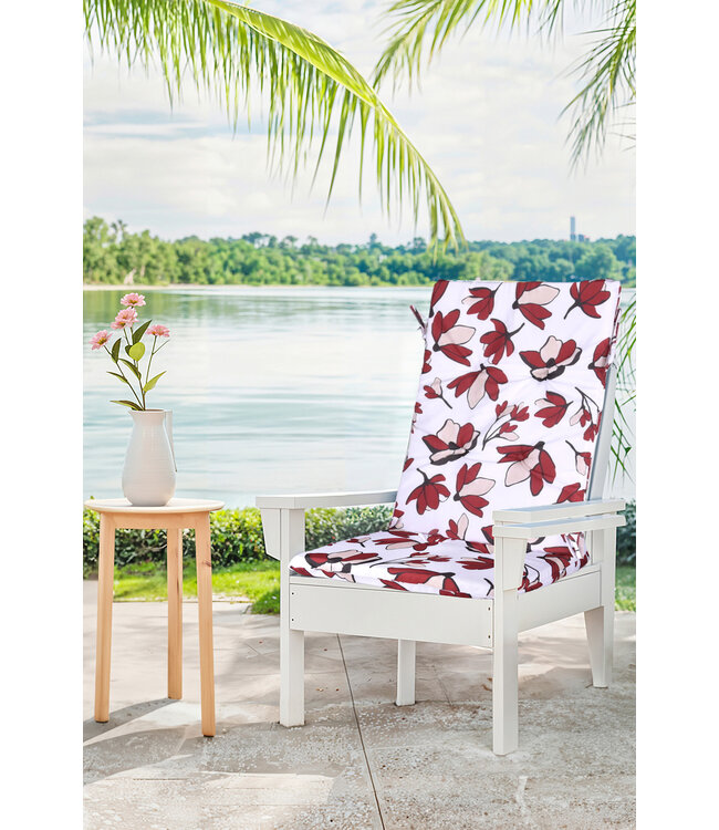 LILY OUTDOOR HIGH BACK CHAIR PAD PRINTED RED 42x17"