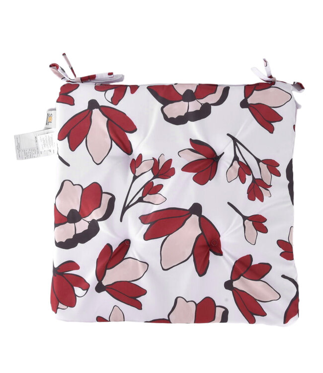 LILY OUTDOOR 2pk CHAIR PAD PRINTED RED 17x17"